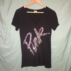 Black v-neck with sequins